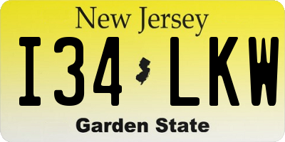 NJ license plate I34LKW