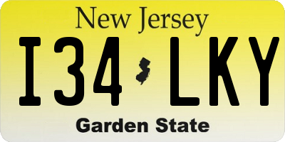 NJ license plate I34LKY