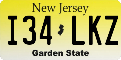 NJ license plate I34LKZ