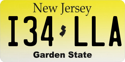 NJ license plate I34LLA