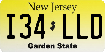 NJ license plate I34LLD
