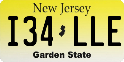 NJ license plate I34LLE