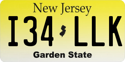 NJ license plate I34LLK