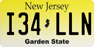 NJ license plate I34LLN
