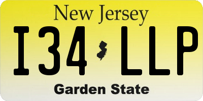 NJ license plate I34LLP