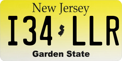 NJ license plate I34LLR