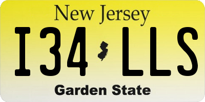NJ license plate I34LLS