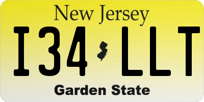NJ license plate I34LLT