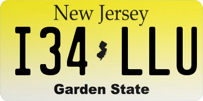 NJ license plate I34LLU