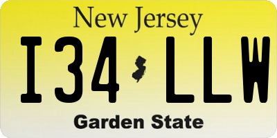 NJ license plate I34LLW