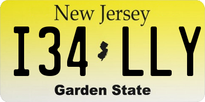 NJ license plate I34LLY