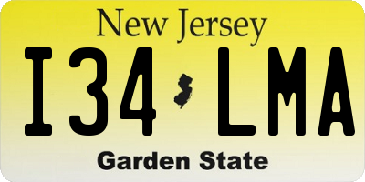 NJ license plate I34LMA
