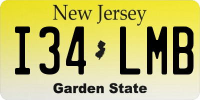NJ license plate I34LMB