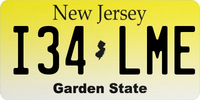 NJ license plate I34LME