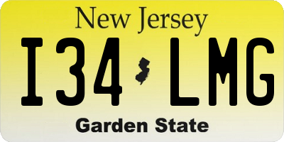 NJ license plate I34LMG
