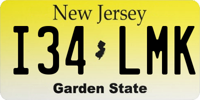 NJ license plate I34LMK