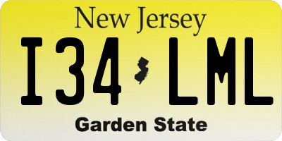 NJ license plate I34LML