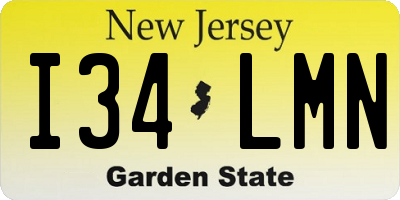 NJ license plate I34LMN