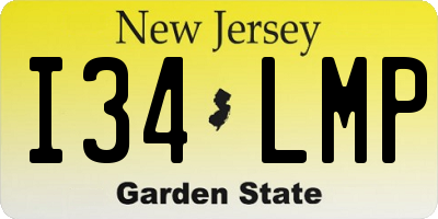 NJ license plate I34LMP