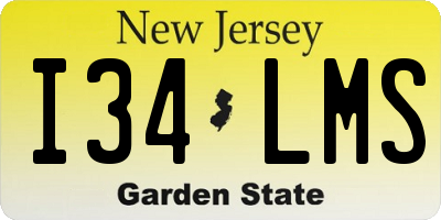 NJ license plate I34LMS