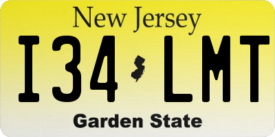 NJ license plate I34LMT