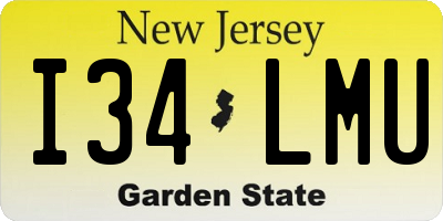 NJ license plate I34LMU