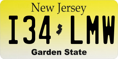 NJ license plate I34LMW
