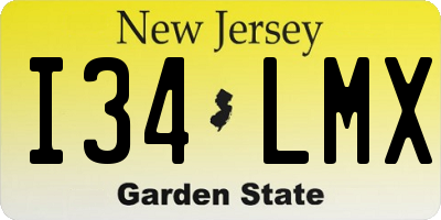 NJ license plate I34LMX