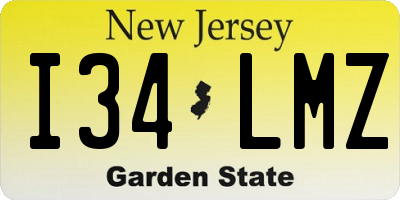 NJ license plate I34LMZ