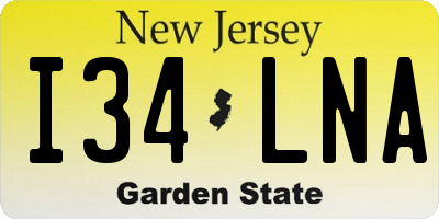 NJ license plate I34LNA