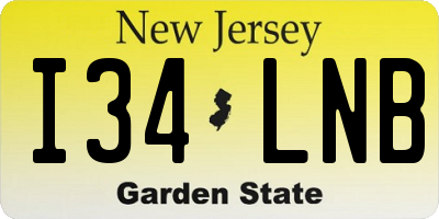 NJ license plate I34LNB