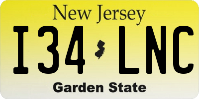 NJ license plate I34LNC