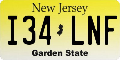 NJ license plate I34LNF