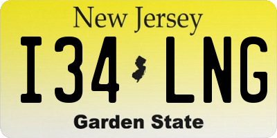 NJ license plate I34LNG