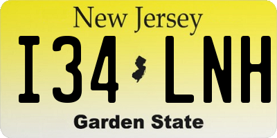 NJ license plate I34LNH