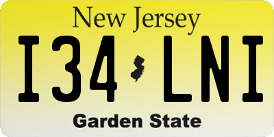 NJ license plate I34LNI