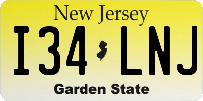 NJ license plate I34LNJ