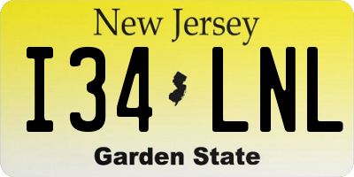 NJ license plate I34LNL
