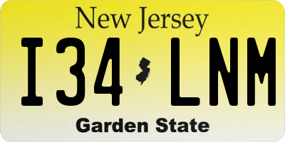 NJ license plate I34LNM