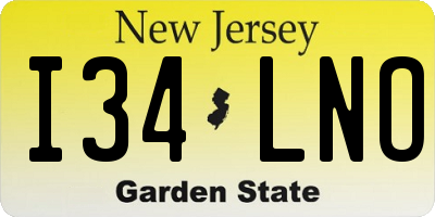 NJ license plate I34LNO