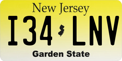 NJ license plate I34LNV