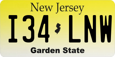 NJ license plate I34LNW