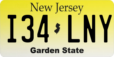 NJ license plate I34LNY