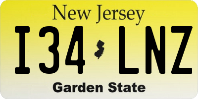 NJ license plate I34LNZ