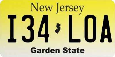 NJ license plate I34LOA