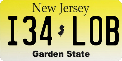 NJ license plate I34LOB