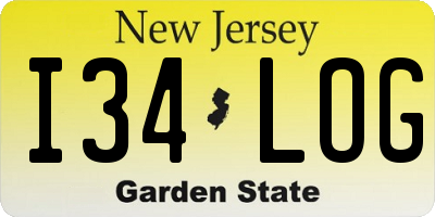 NJ license plate I34LOG