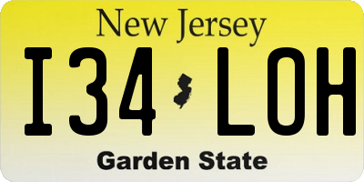 NJ license plate I34LOH