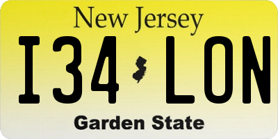 NJ license plate I34LON