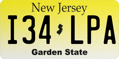 NJ license plate I34LPA